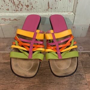 Women’s Easy Street colorful strappy slip on sandals with small heel